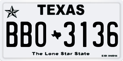 TX license plate BBO3136