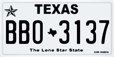 TX license plate BBO3137