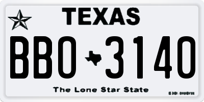 TX license plate BBO3140