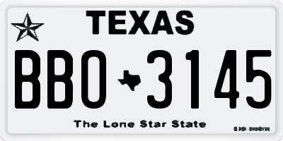 TX license plate BBO3145