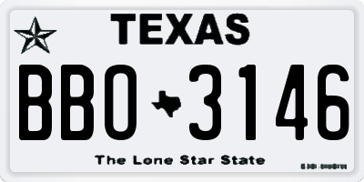 TX license plate BBO3146