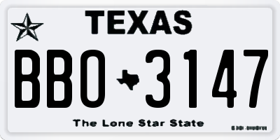 TX license plate BBO3147