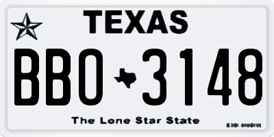 TX license plate BBO3148