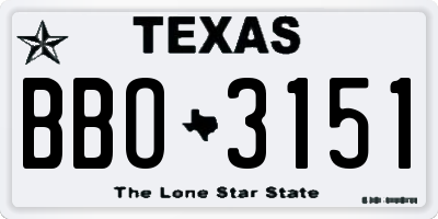 TX license plate BBO3151
