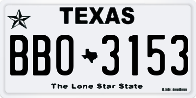 TX license plate BBO3153
