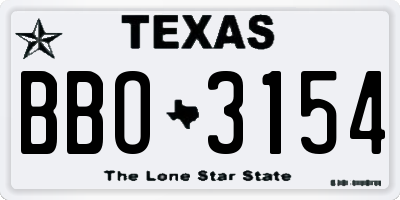 TX license plate BBO3154