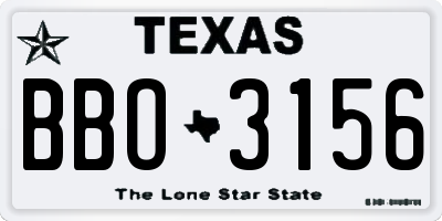 TX license plate BBO3156