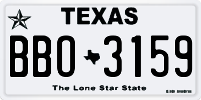 TX license plate BBO3159