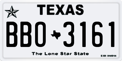 TX license plate BBO3161