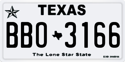 TX license plate BBO3166