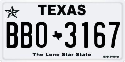 TX license plate BBO3167