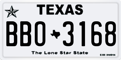 TX license plate BBO3168
