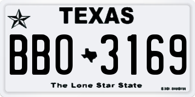 TX license plate BBO3169