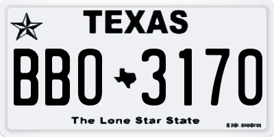 TX license plate BBO3170