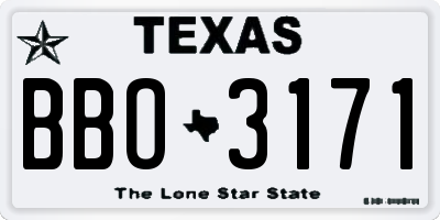 TX license plate BBO3171