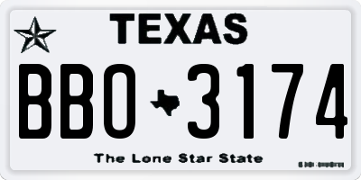 TX license plate BBO3174