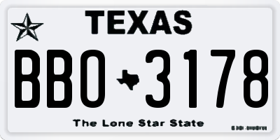 TX license plate BBO3178