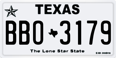 TX license plate BBO3179