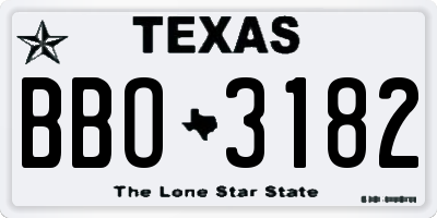 TX license plate BBO3182