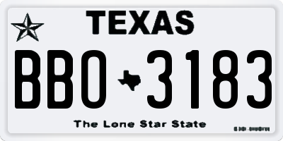 TX license plate BBO3183
