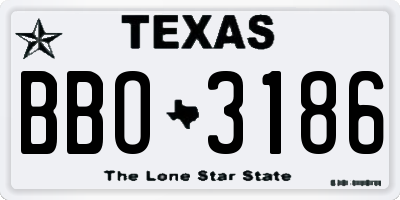 TX license plate BBO3186