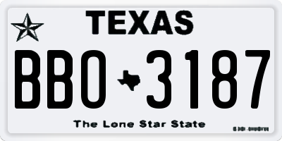 TX license plate BBO3187