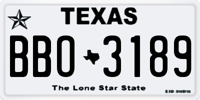 TX license plate BBO3189
