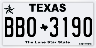 TX license plate BBO3190