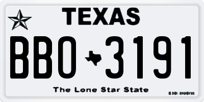 TX license plate BBO3191