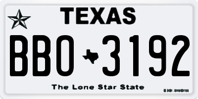 TX license plate BBO3192