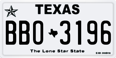 TX license plate BBO3196