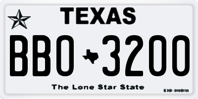 TX license plate BBO3200
