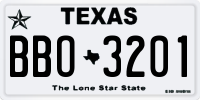 TX license plate BBO3201