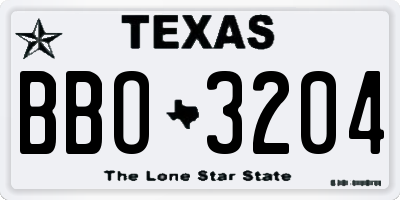 TX license plate BBO3204