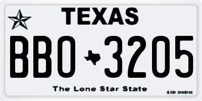 TX license plate BBO3205