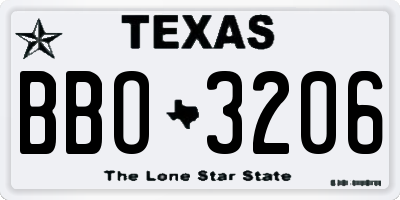 TX license plate BBO3206