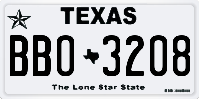 TX license plate BBO3208