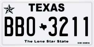 TX license plate BBO3211
