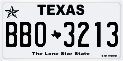 TX license plate BBO3213