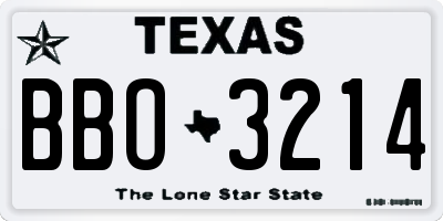 TX license plate BBO3214