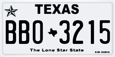 TX license plate BBO3215