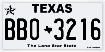 TX license plate BBO3216
