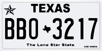 TX license plate BBO3217