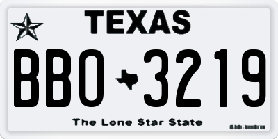 TX license plate BBO3219