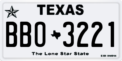 TX license plate BBO3221