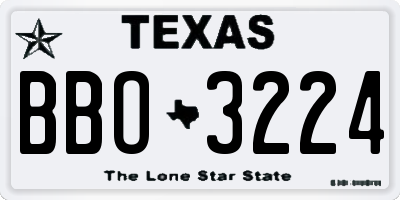 TX license plate BBO3224