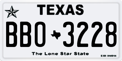 TX license plate BBO3228