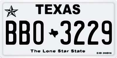 TX license plate BBO3229
