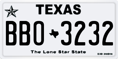 TX license plate BBO3232