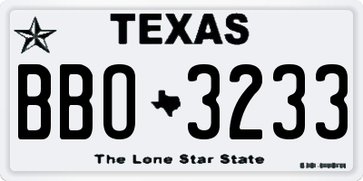 TX license plate BBO3233